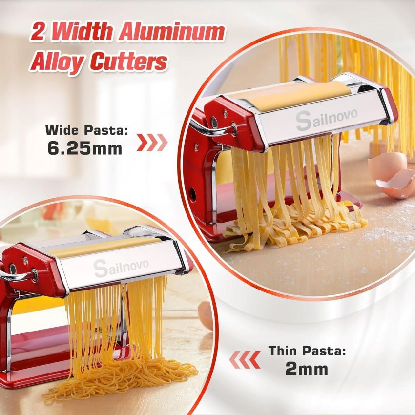 Sailnovo 2-in-1 pasta maker in use for homemade noodles