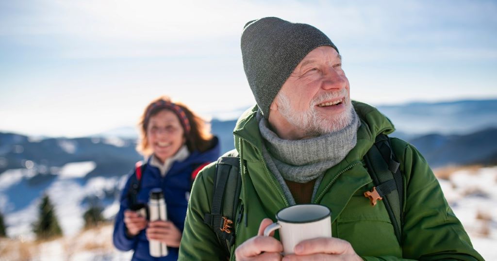 Person exercising outdoors in Alaska winter climate to improve health and mindset